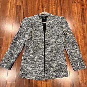 Halogen Nordstrom Black White Tweed Blazer Jacket Minimalist‎ Long Sleeve Sz S